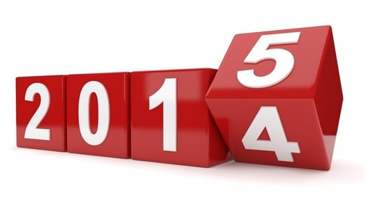 Red calendar, rolling from 2014 to 2015.