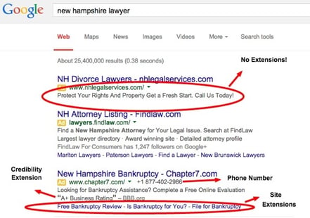 Screenshot of search engine result page.