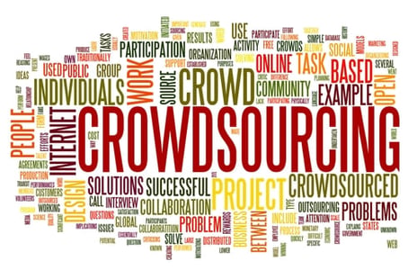 Graphic of a word cloud, with Cloud Sourcing in the middle.