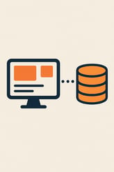 Monitor linked to database, representing headless commerce technology in ecommerce trends.
