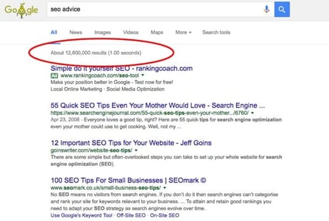 Screenshot of a Google Search Engine Results page.